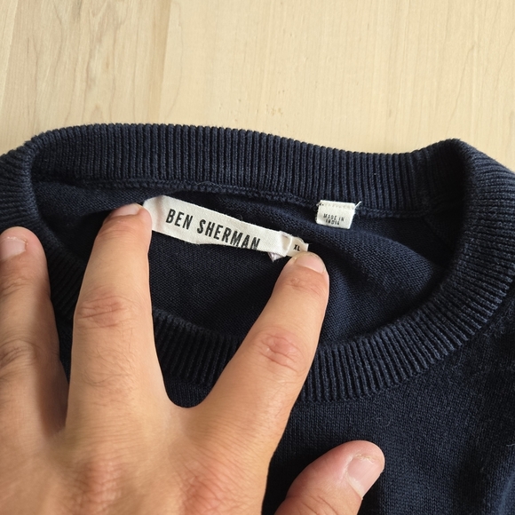 Ben Sherman Men's Navy and White Crewneck Sweater - Picture 8 of 12